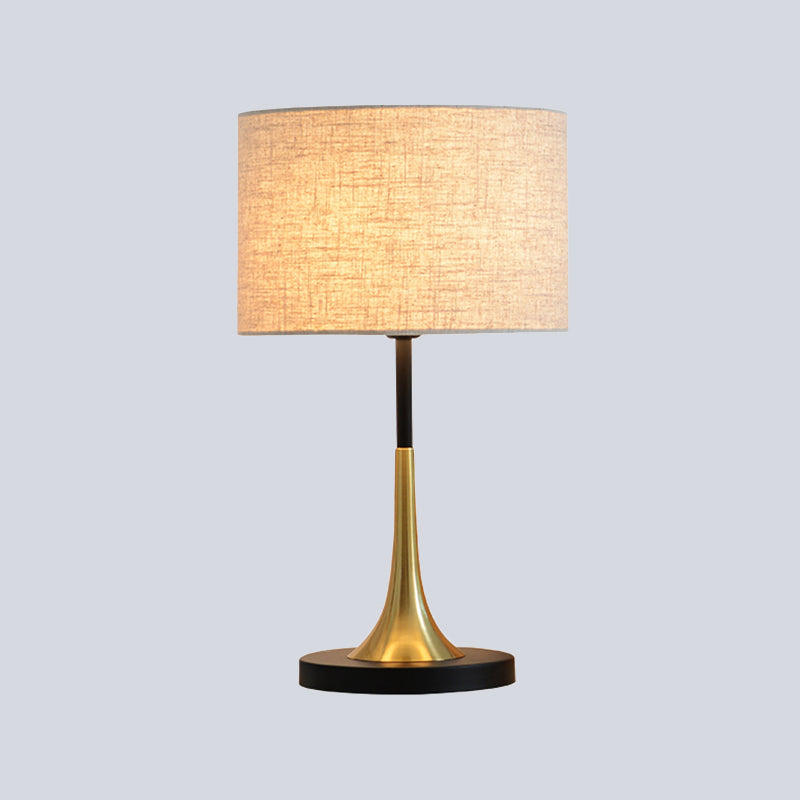 1-Bulb Bedroom Night Lighting Contemporary Flaxen Metal Table Lamp with Cylinder Fabric Shade Clearhalo 'Lamps' 'Table Lamps' Lighting' 404787