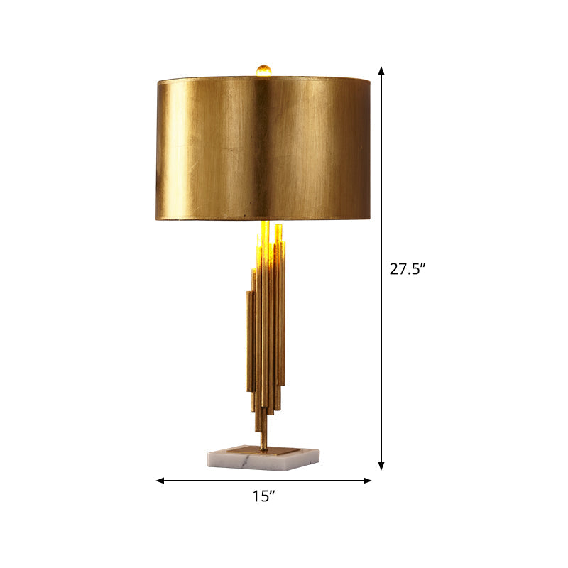 Gold Drum Night Table Lamp Modern 1 Head Metal Nightstand Lighting for Living Room Clearhalo 'Lamps' 'Table Lamps' Lighting' 404807