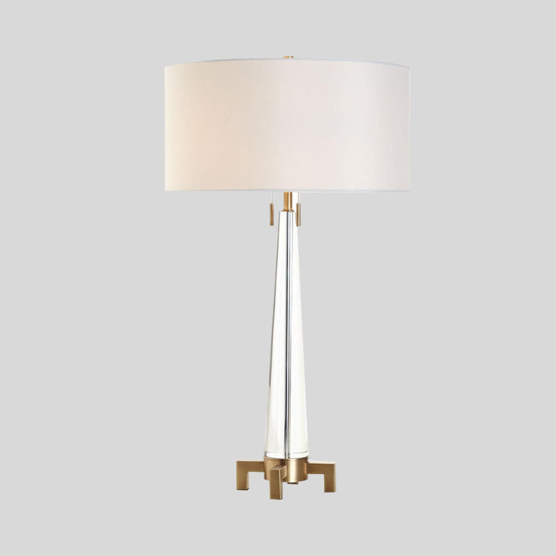 2 Heads Cylinder Task Lighting Modern Fabric Nightstand Lamp in Gold with Pull Chain Clearhalo 'Lamps' 'Table Lamps' Lighting' 404840