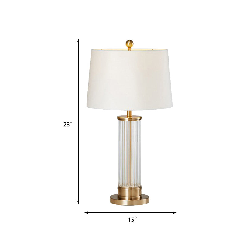 Modernist Cylindrical Task Lighting Beveled Crystal 1 Bulb Small Desk Lamp in Gold Clearhalo 'Lamps' 'Table Lamps' Lighting' 404921