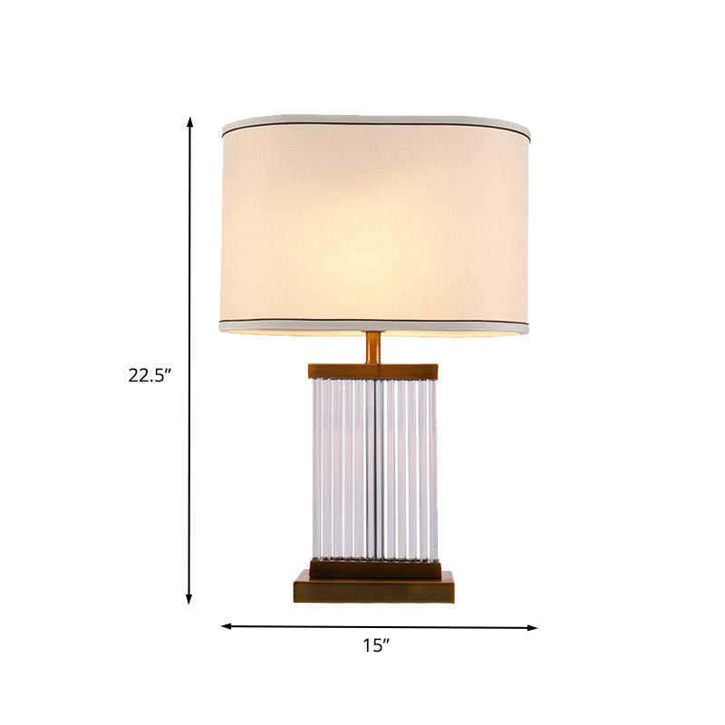 Gold Rectangle Table Lamp Modern 1 Head Beveled Crystal Desk Light with Fabric Shade Clearhalo 'Lamps' 'Table Lamps' Lighting' 404936