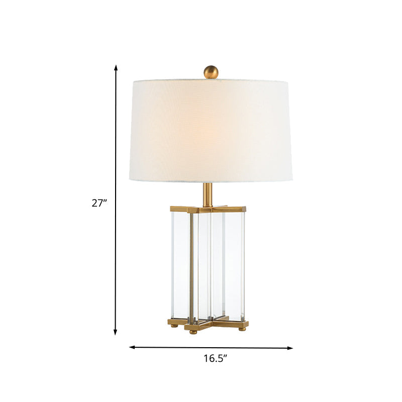 Tapered Drum Nightstand Lamp Modernism Fabric 1 Head Reading Book Light in Gold Clearhalo 'Lamps' 'Table Lamps' Lighting' 404967