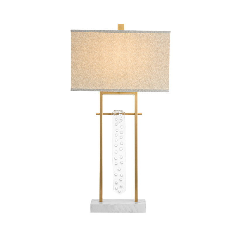 Fabric Rectangle Task Lighting Modernism 1 Head Gold Reading Lamp with Marble Base Clearhalo 'Lamps' 'Table Lamps' Lighting' 404980