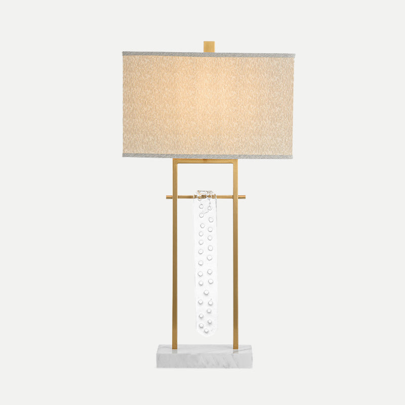 Fabric Rectangle Task Lighting Modernism 1 Head Gold Reading Lamp with Marble Base Clearhalo 'Lamps' 'Table Lamps' Lighting' 404981