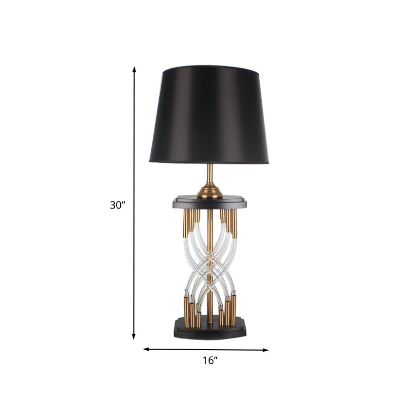 Flare Crystal Table Lamp Modern Fabric 1 Head Reading Book Light in Gold for Study Clearhalo 'Lamps' 'Table Lamps' Lighting' 404992