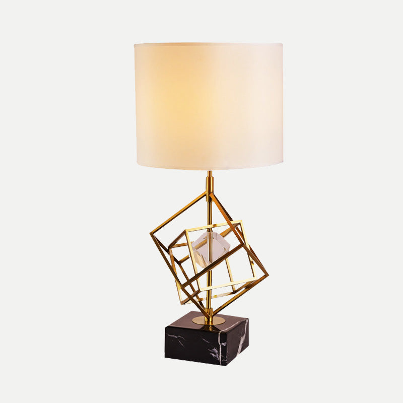 Contemporary 1 Head Study Lamp Gold Cylinder Reading Book Light with Fabric Shade Clearhalo 'Lamps' 'Table Lamps' Lighting' 405036