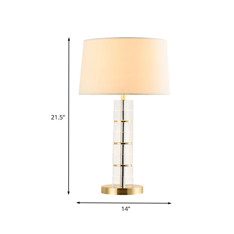 Gold Drum Shape Task Lighting Modernism 1 Bulb Fabric Reading Lamp for Living Room Clearhalo 'Lamps' 'Table Lamps' Lighting' 405047