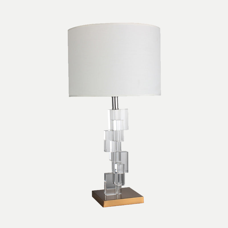 Straight Sided Shade Study Lamp Modern Fabric 1 Bulb Reading Book Light in White Clearhalo 'Lamps' 'Table Lamps' Lighting' 405056