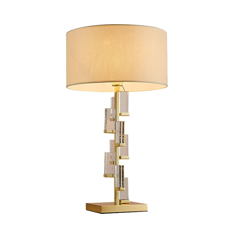 1 Head Bedside Desk Lamp Modernist Gold Task Lighting with Cylinder Fabric Shade Clearhalo 'Lamps' 'Table Lamps' Lighting' 405060