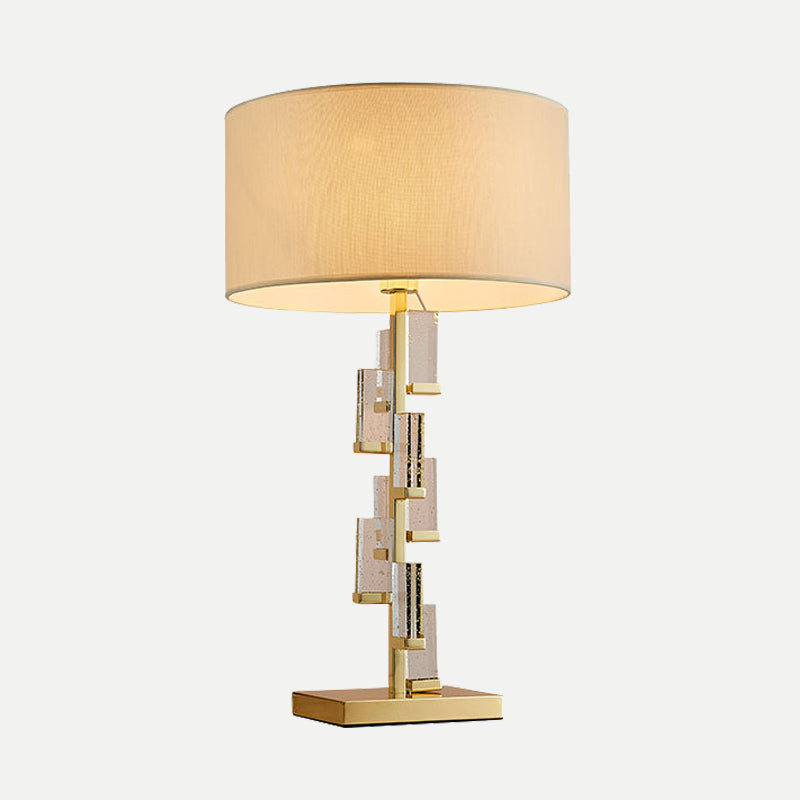 1 Head Bedside Desk Lamp Modernist Gold Task Lighting with Cylinder Fabric Shade Clearhalo 'Lamps' 'Table Lamps' Lighting' 405061