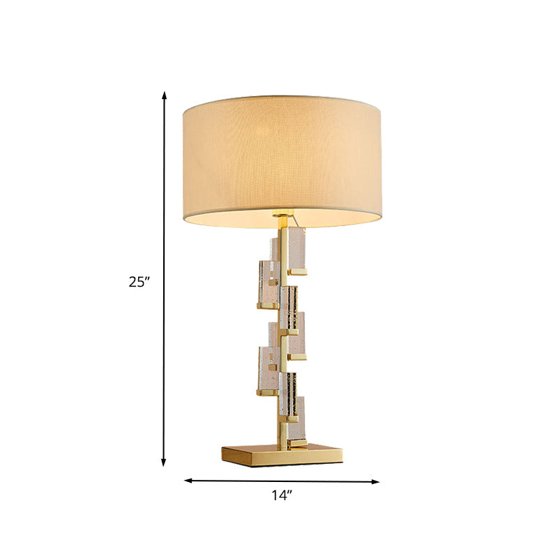 1 Head Bedside Desk Lamp Modernist Gold Task Lighting with Cylinder Fabric Shade Clearhalo 'Lamps' 'Table Lamps' Lighting' 405062