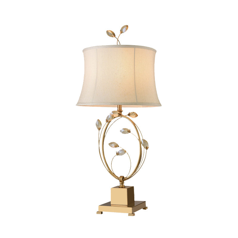 1 Head Dining Room Table Lamp Modern Gold Task Lighting with Flared Fabric Shade Clearhalo 'Lamps' 'Table Lamps' Lighting' 405080