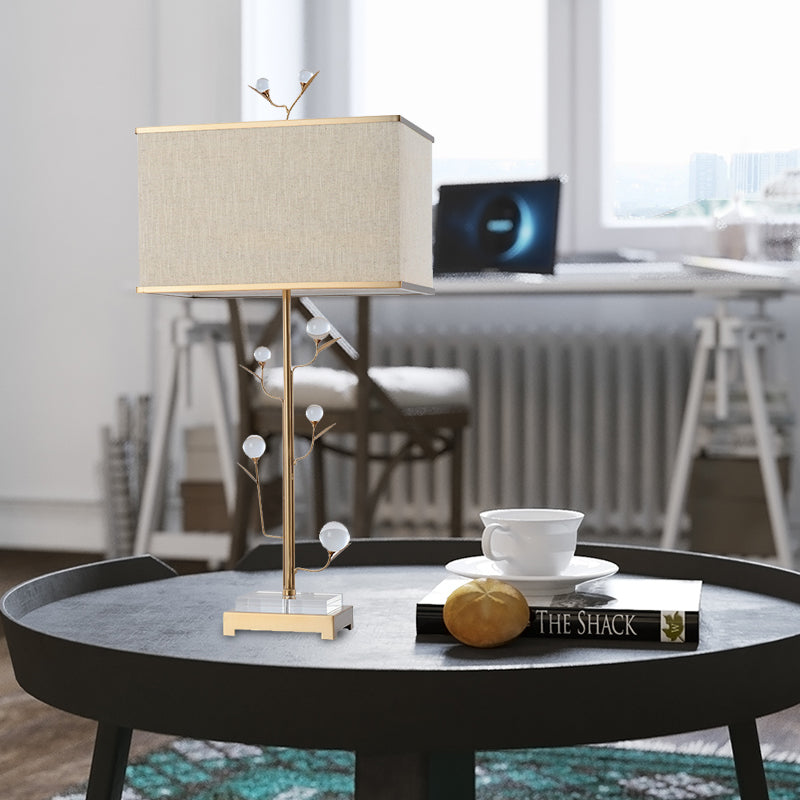 Fabric Rectangular Shape Table Lamp Contemporary 1 Bulb Reading Book Light in Gold Gold Clearhalo 'Lamps' 'Table Lamps' Lighting' 405088