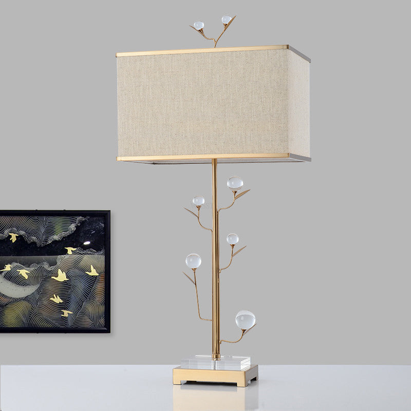 Fabric Rectangular Shape Table Lamp Contemporary 1 Bulb Reading Book Light in Gold Clearhalo 'Lamps' 'Table Lamps' Lighting' 405089