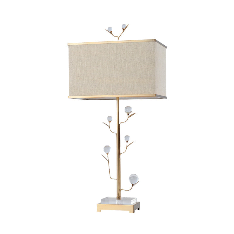 Fabric Rectangular Shape Table Lamp Contemporary 1 Bulb Reading Book Light in Gold Clearhalo 'Lamps' 'Table Lamps' Lighting' 405090