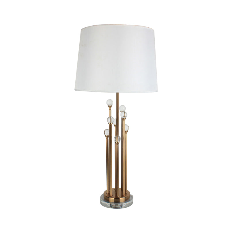 Contemporary Tapered Drum Task Light Fabric 1 Head Night Table Lamp in Gold for Bedroom Clearhalo 'Lamps' 'Table Lamps' Lighting' 405110