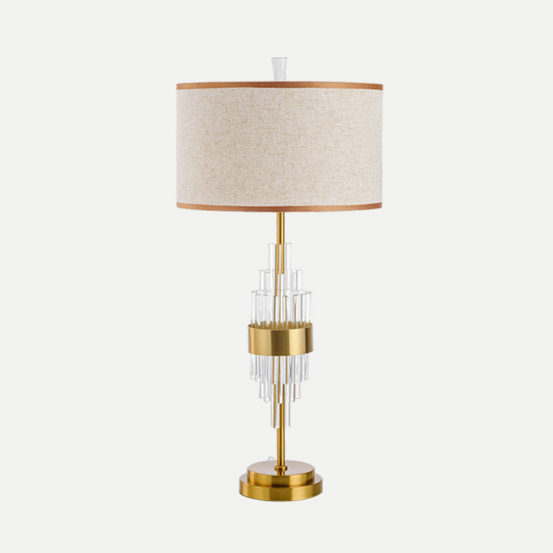 Straight Sided Shade Table Light Modernist Fabric 1 Head Small Desk Lamp in Gold Clearhalo 'Lamps' 'Table Lamps' Lighting' 405151