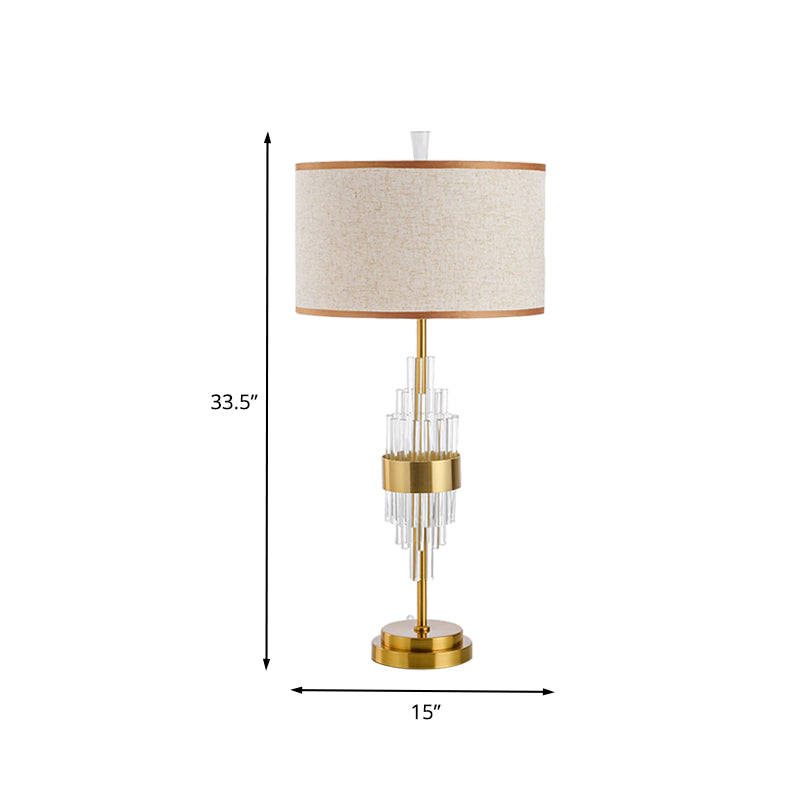 Straight Sided Shade Table Light Modernist Fabric 1 Head Small Desk Lamp in Gold Clearhalo 'Lamps' 'Table Lamps' Lighting' 405152