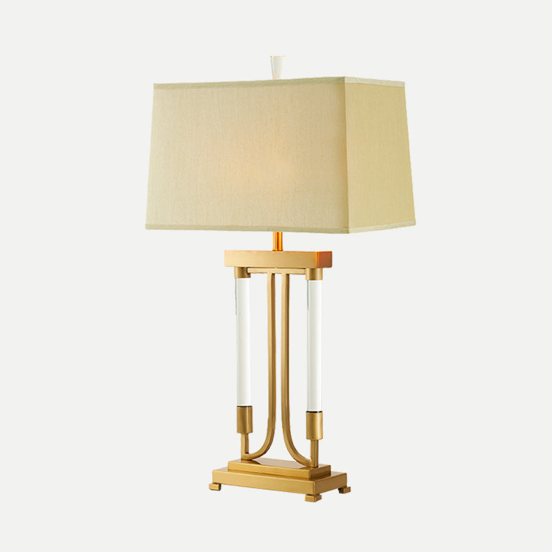 Contemporary 1 Bulb Task Lighting Gold Trapezoid Small Desk Lamp with Fabric Shade Clearhalo 'Lamps' 'Table Lamps' Lighting' 405186