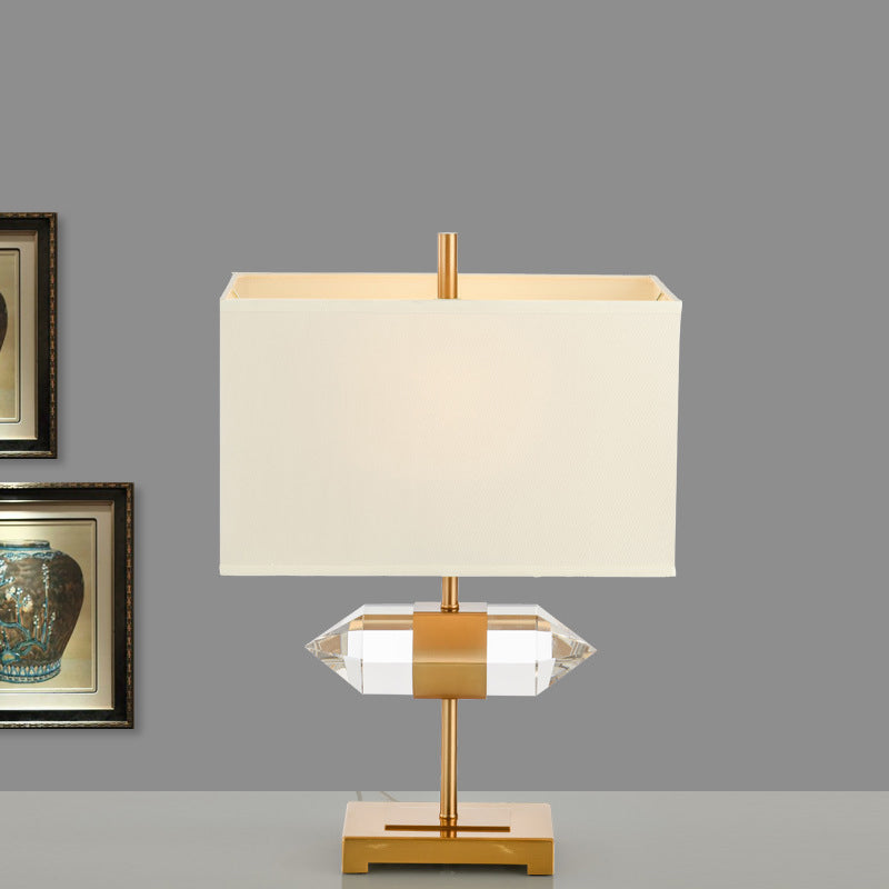 Contemporary 1 Bulb Desk Light Gold Rectangular Night Table Lamp with Fabric Shade Clearhalo 'Lamps' 'Table Lamps' Lighting' 405219