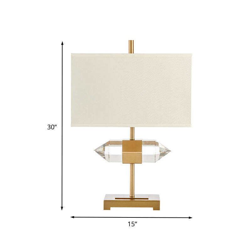 Contemporary 1 Bulb Desk Light Gold Rectangular Night Table Lamp with Fabric Shade Clearhalo 'Lamps' 'Table Lamps' Lighting' 405222