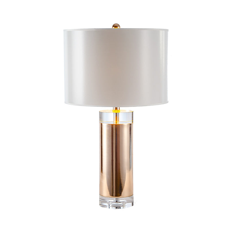 Straight Sided Shade Table Light Modernism Fabric 1 Head Small Desk Lamp in Rose Gold Clearhalo 'Lamps' 'Table Lamps' Lighting' 405250