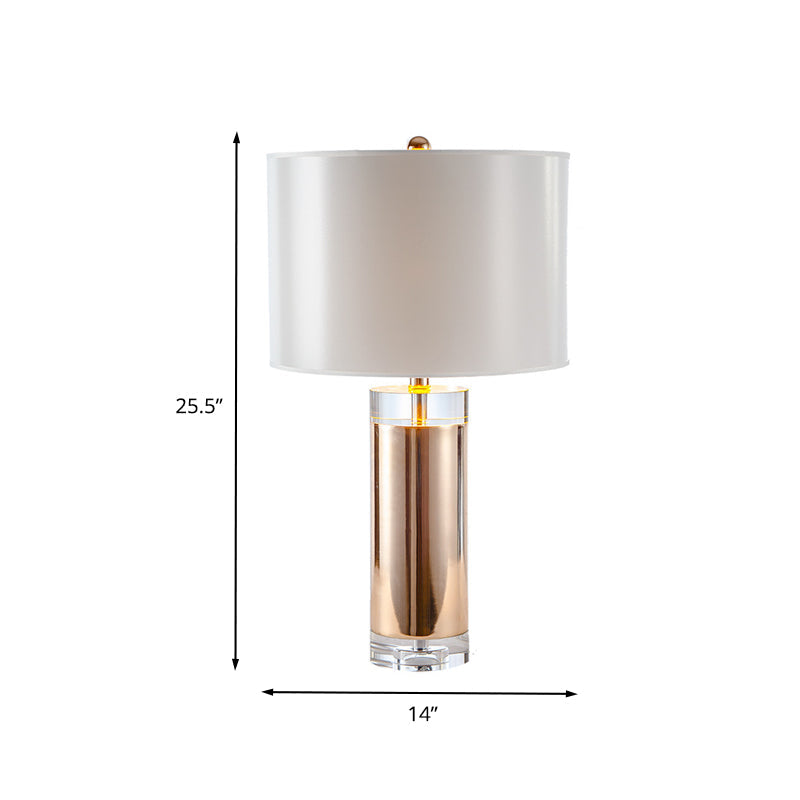 Straight Sided Shade Table Light Modernism Fabric 1 Head Small Desk Lamp in Rose Gold Clearhalo 'Lamps' 'Table Lamps' Lighting' 405252