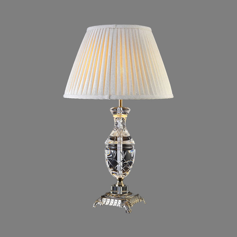 Modernism Urn-Shaped Desk Light Hand-Cut Crystal 1 Bulb Night Table Lamp in Grey Clearhalo 'Lamps' 'Table Lamps' Lighting' 405286