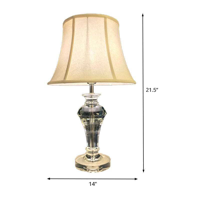 Contemporary 1 Bulb Task Light White Paneled Bell Reading Lamp with Fabric Shade Clearhalo 'Lamps' 'Table Lamps' Lighting' 405302