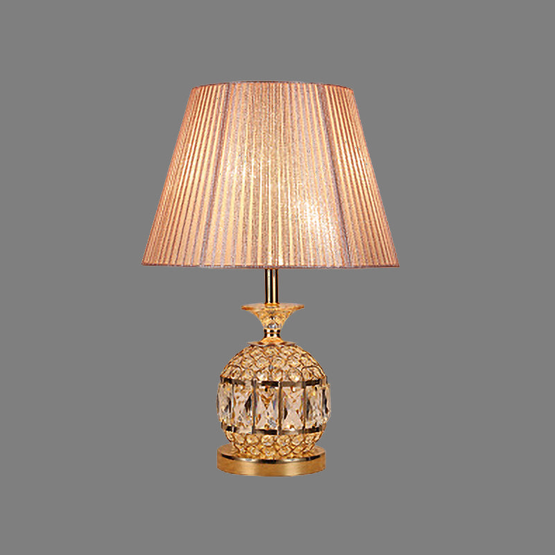 Contemporary Pineapple Nightstand Lamp Faceted Crystal 1 Head Reading Light in Gold Clearhalo 'Lamps' 'Table Lamps' Lighting' 405436