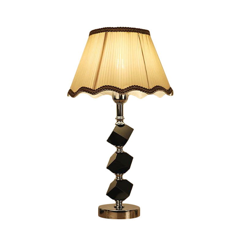 Light Brown Scalloped Nightstand Light Contemporary 1 Bulb Crystal Block Table Lamp Clearhalo 'Lamps' 'Table Lamps' Lighting' 405546