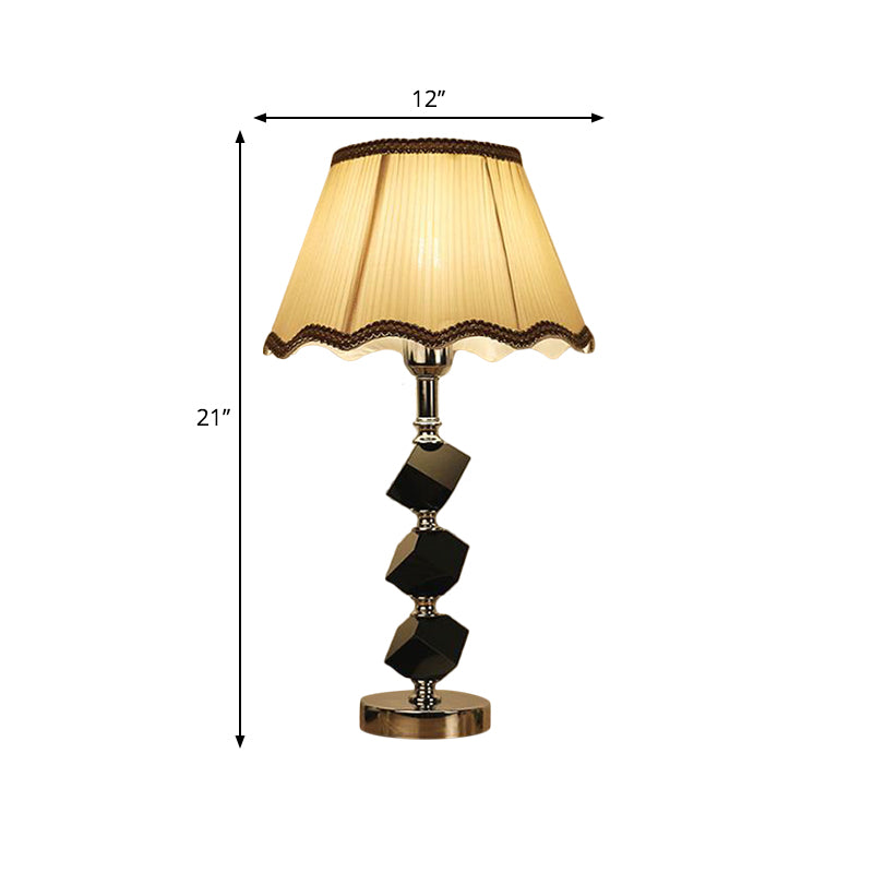 Light Brown Scalloped Nightstand Light Contemporary 1 Bulb Crystal Block Table Lamp Clearhalo 'Lamps' 'Table Lamps' Lighting' 405547