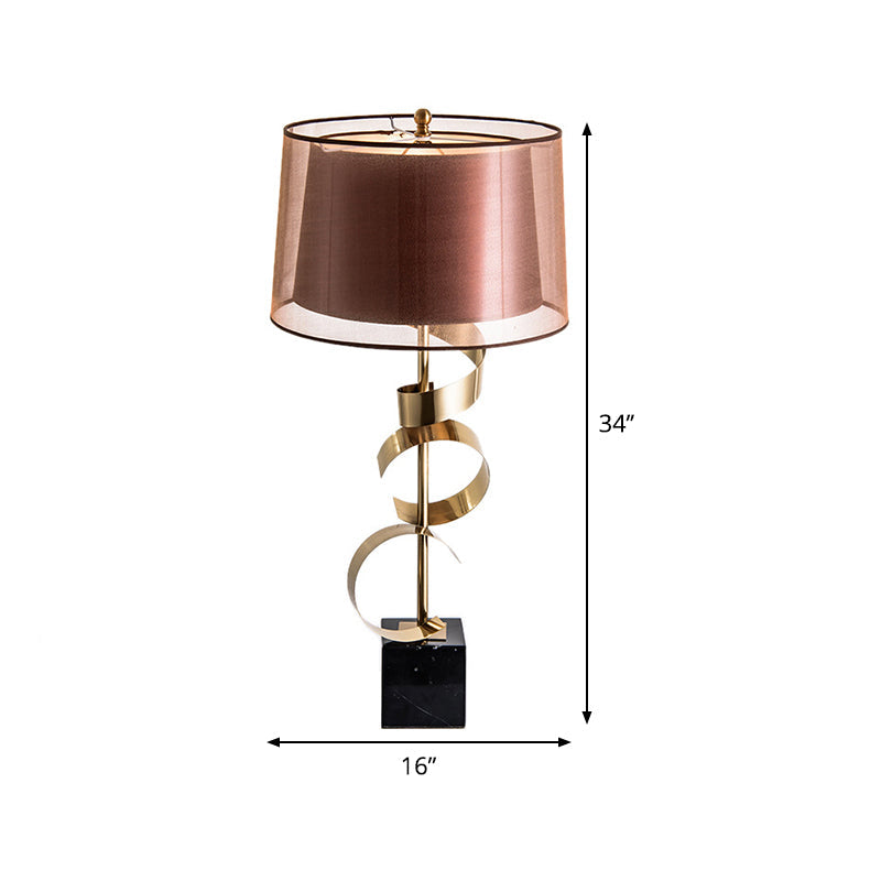 Stone Conical Night Table Lamp Modern 1 Bulb Brown Fabric Nightstand Light for Living Room Clearhalo 'Lamps' 'Table Lamps' Lighting' 405776