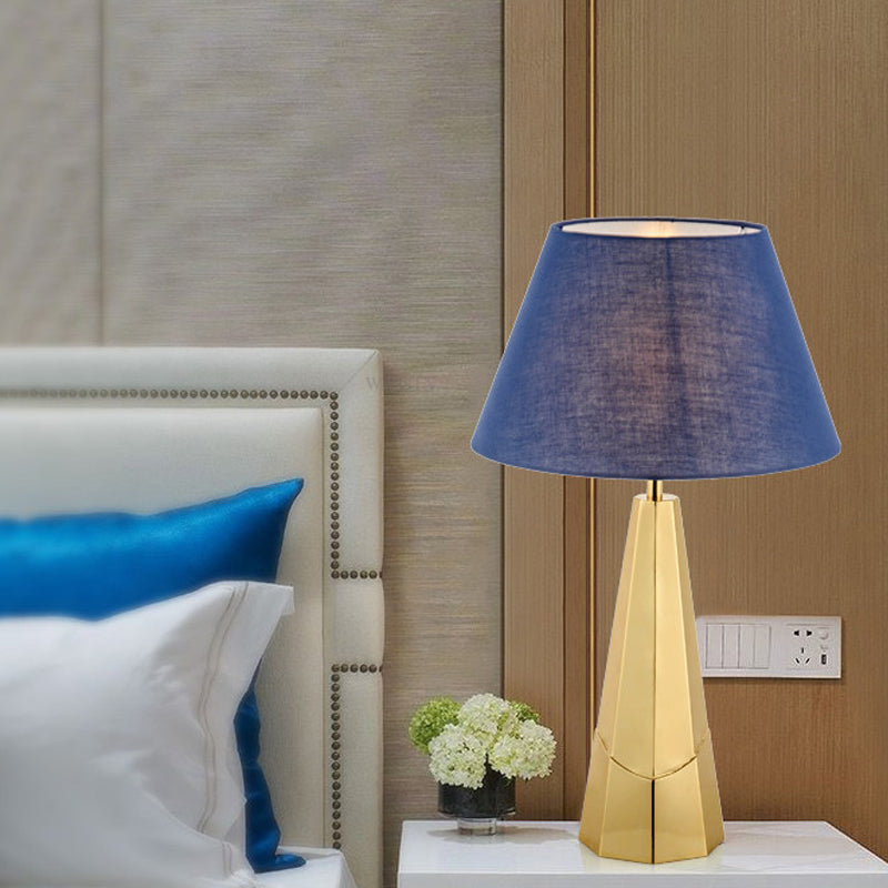 Empire Shade Fabric Nightstand Light Post-Modern 1-Bulb Blue Metal Table Lamp for Living Room Clearhalo 'Lamps' 'Table Lamps' Lighting' 405843