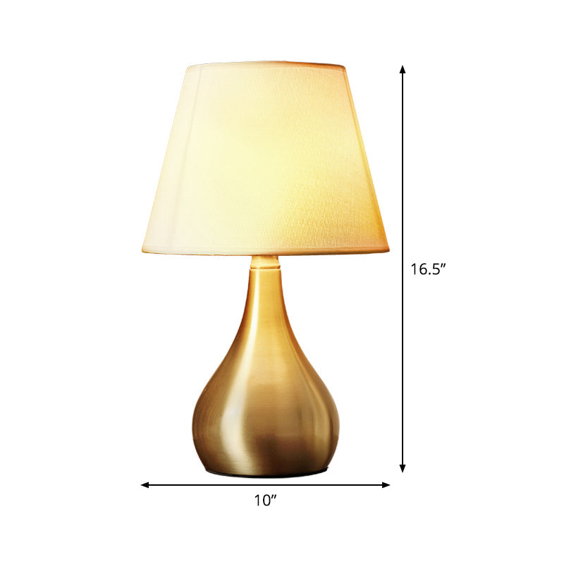 Fabric Tapered Night Table Lighting Luxurious 1-Head Brass Metal Nightstand Light for Living Room Clearhalo 'Lamps' 'Table Lamps' Lighting' 405851