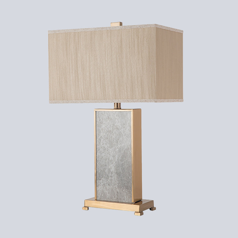 Rectangular Stone Table Lighting Post-Modern 1 Light Grey Fabric Nightstand Lamp for Living Room Clearhalo 'Lamps' 'Table Lamps' Lighting' 405870