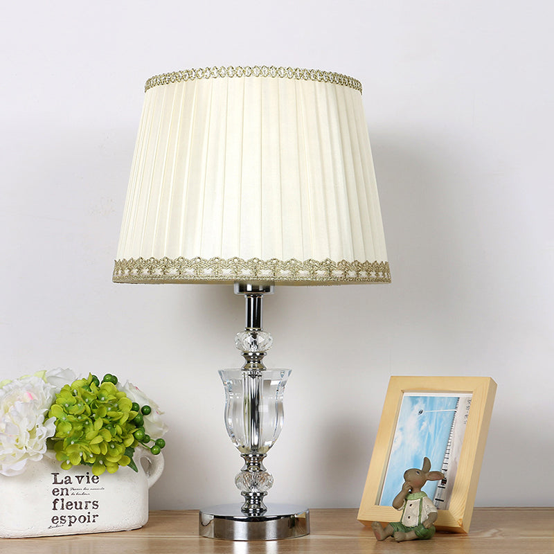 White Cone Night Table Lamp Modern Style 1 Head Urn-Shaped Crystal Nightstand Light Clearhalo 'Lamps' 'Table Lamps' Lighting' 405958
