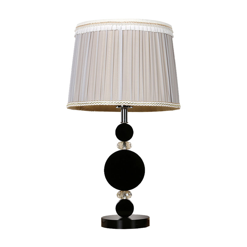 Pleated Lampshade Bedroom Table Light Beveled Crystal 1-Bulb Minimalism Night Lighting in Black Clearhalo 'Lamps' 'Table Lamps' Lighting' 406014