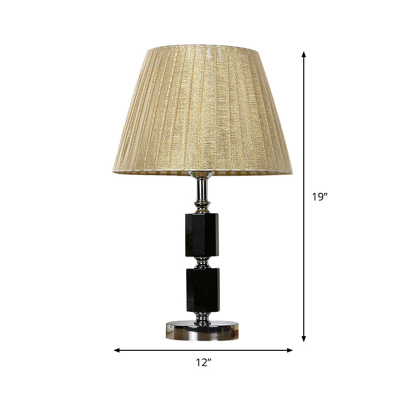 Crystal Pleated Shade Table Lamp Simplicity 1-Light Night Lighting in Beige for Bedroom Clearhalo 'Lamps' 'Table Lamps' Lighting' 406021