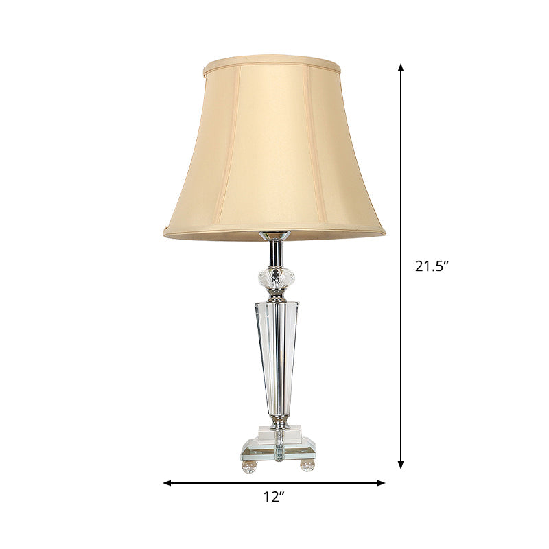 Clear Crystal Bell Nightstand Light Contemporary 1-Light Beige Night Table Lighting for Bedroom Clearhalo 'Lamps' 'Table Lamps' Lighting' 406051