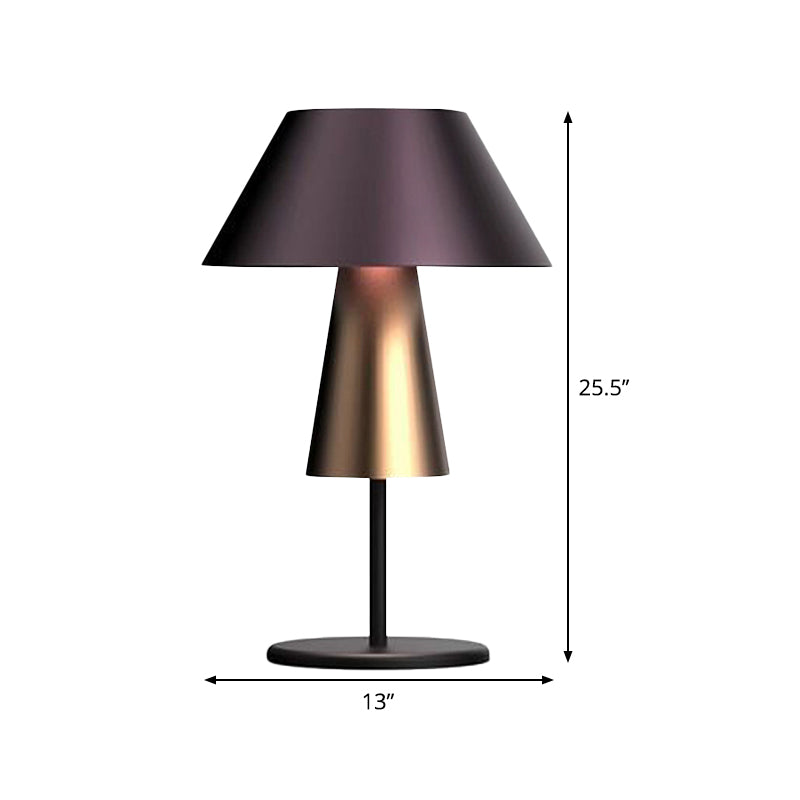 Post-Modern Tapered Nightstand Lamp Metal 1-Light Living Room Night Table Light in Black Clearhalo 'Lamps' 'Table Lamps' Lighting' 406086