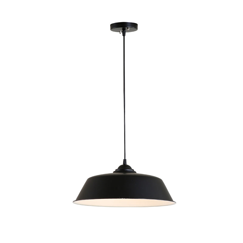 Metallic Black Finish Ceiling Lamp Barn Shade 1 Head Retro Industrial Hanging Pendant Light for Restaurant, 10