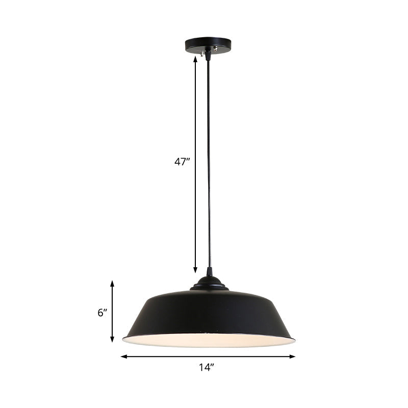 Metallic Black Finish Ceiling Lamp Barn Shade 1 Head Retro Industrial Hanging Pendant Light for Restaurant, 10