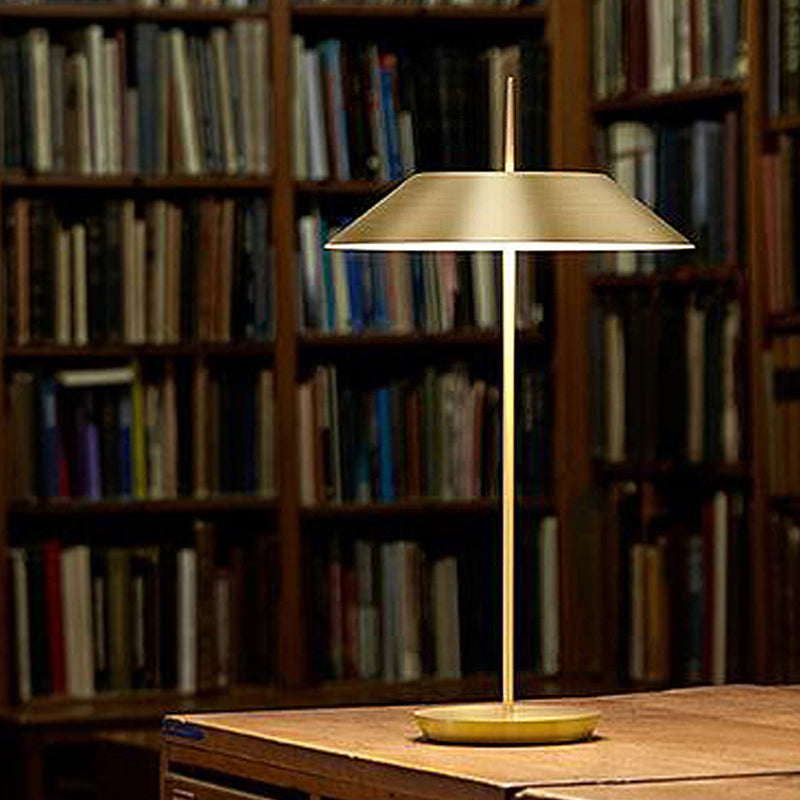 1-Bulb Study Room Table Light Contemporary Gold Night Lamp with Tapered Metal Shade Clearhalo 'Lamps' 'Table Lamps' Lighting' 406103