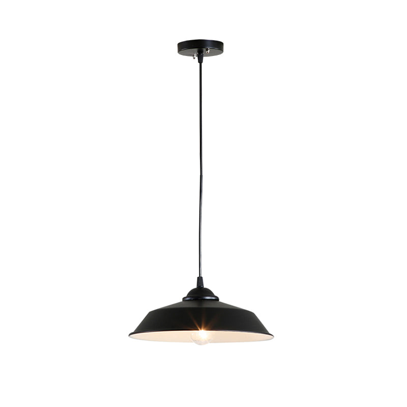 Metallic Black Finish Ceiling Lamp Barn Shade 1 Head Retro Industrial Hanging Pendant Light for Restaurant, 10