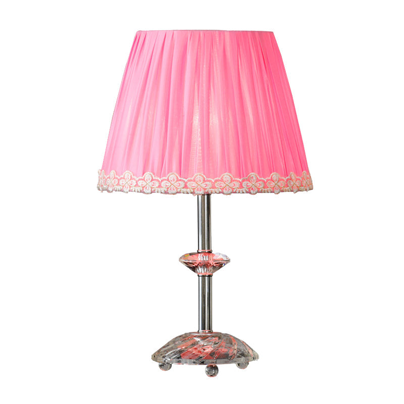 Empire Shade Night Table Light Simplicity Clear Crystal 1-Light Pink Nightstand Lamp for Living Room Clearhalo 'Lamps' 'Table Lamps' Lighting' 406186