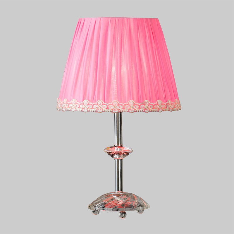 Empire Shade Night Table Light Simplicity Clear Crystal 1-Light Pink Nightstand Lamp for Living Room Clearhalo 'Lamps' 'Table Lamps' Lighting' 406187