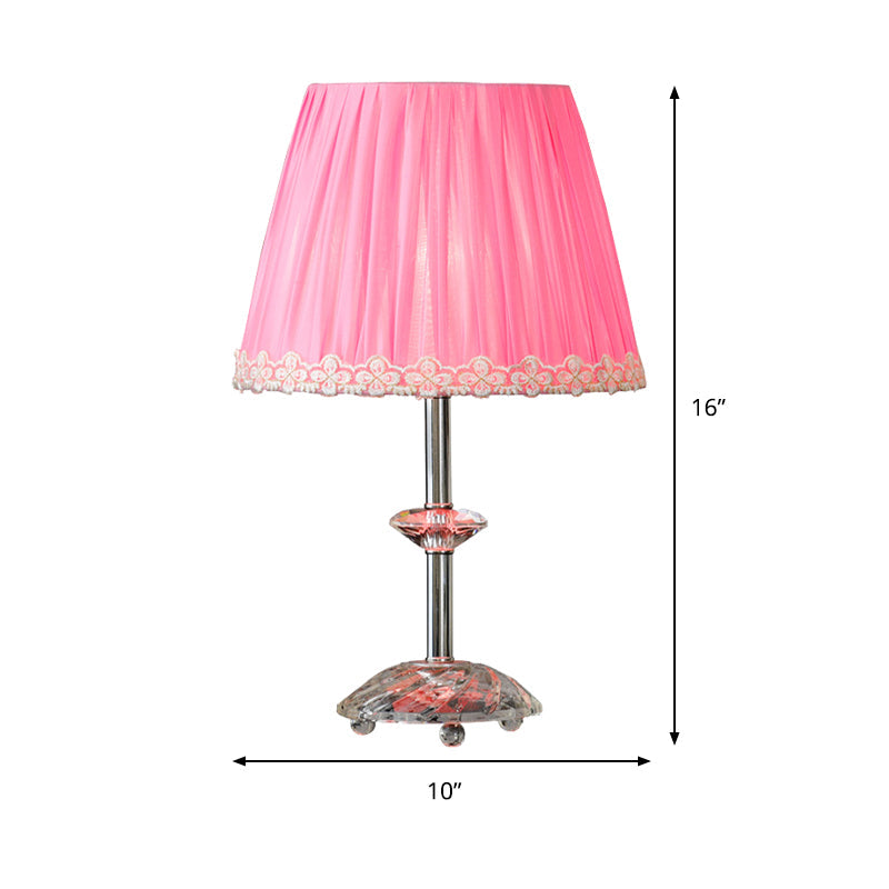 Empire Shade Night Table Light Simplicity Clear Crystal 1-Light Pink Nightstand Lamp for Living Room Clearhalo 'Lamps' 'Table Lamps' Lighting' 406188