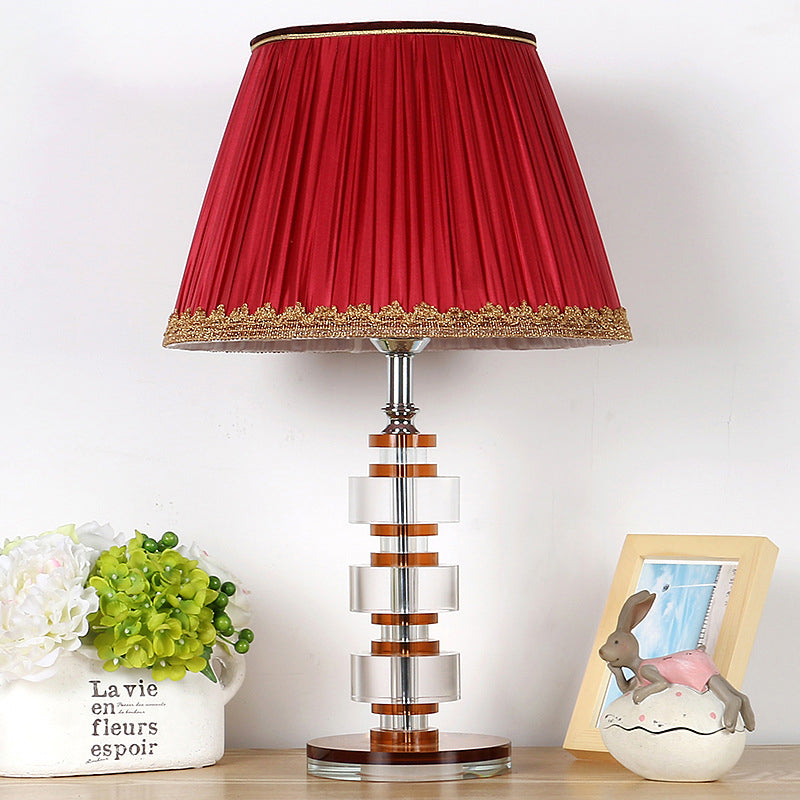 1-Head Living Room Nightstand Lighting Modern Red Table Lamp with Round Clear Crystal Clearhalo 'Lamps' 'Table Lamps' Lighting' 406210