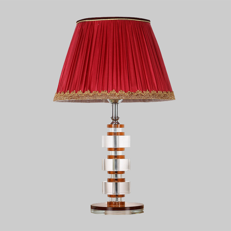 1-Head Living Room Nightstand Lighting Modern Red Table Lamp with Round Clear Crystal Clearhalo 'Lamps' 'Table Lamps' Lighting' 406212